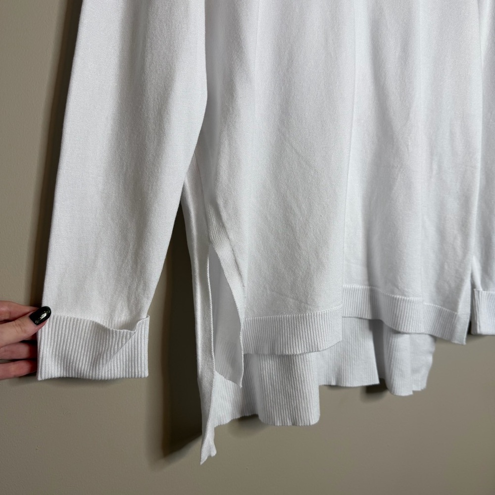 Gretchen Scott Sneak a Peek Sweater White High Low Knit Top Size Small - Picture 5 of 10